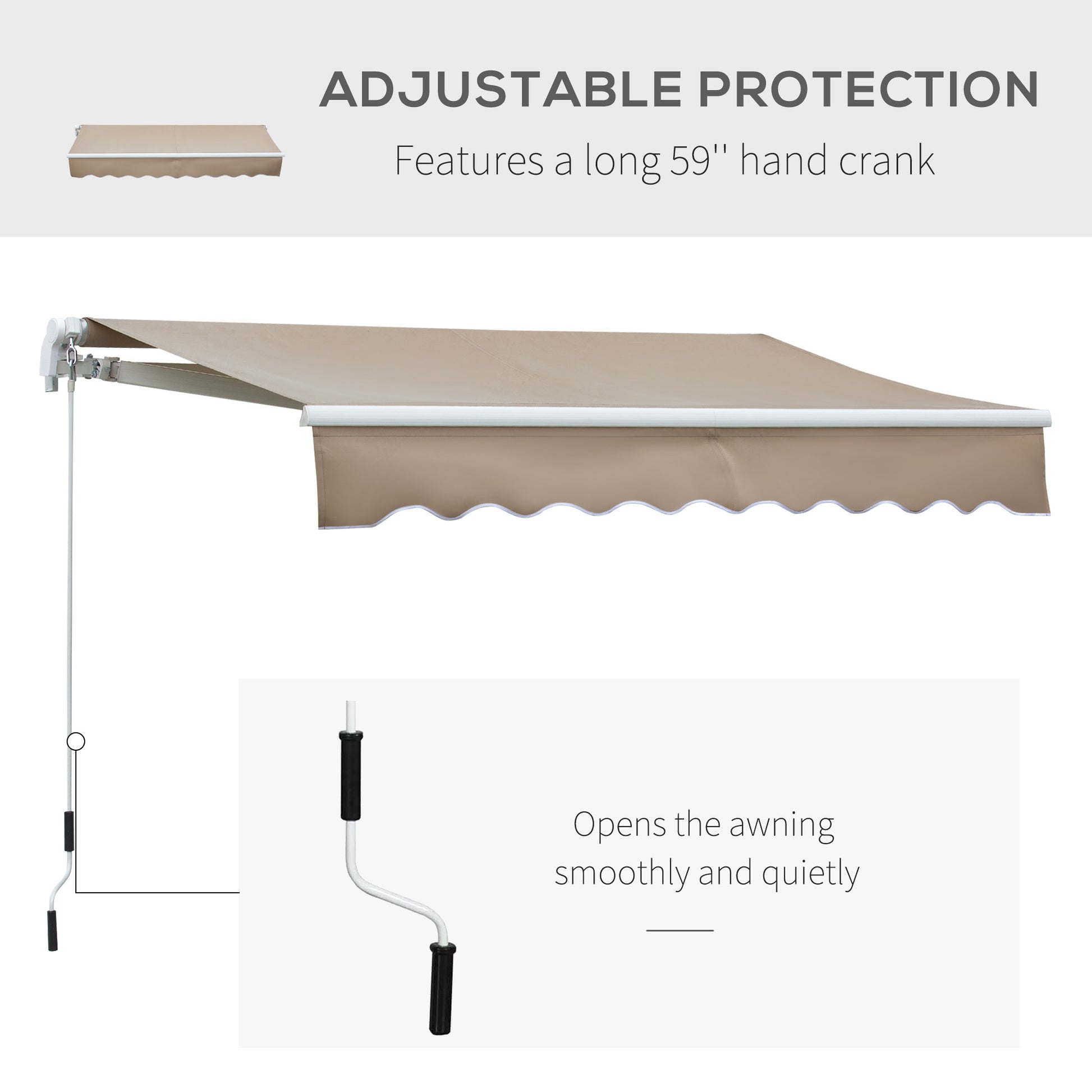 Outsunny 8' X 7' Patio Retractable Awning, Manual Exterior Sun Shade Deck Window Cover, Brown Brown Aluminum