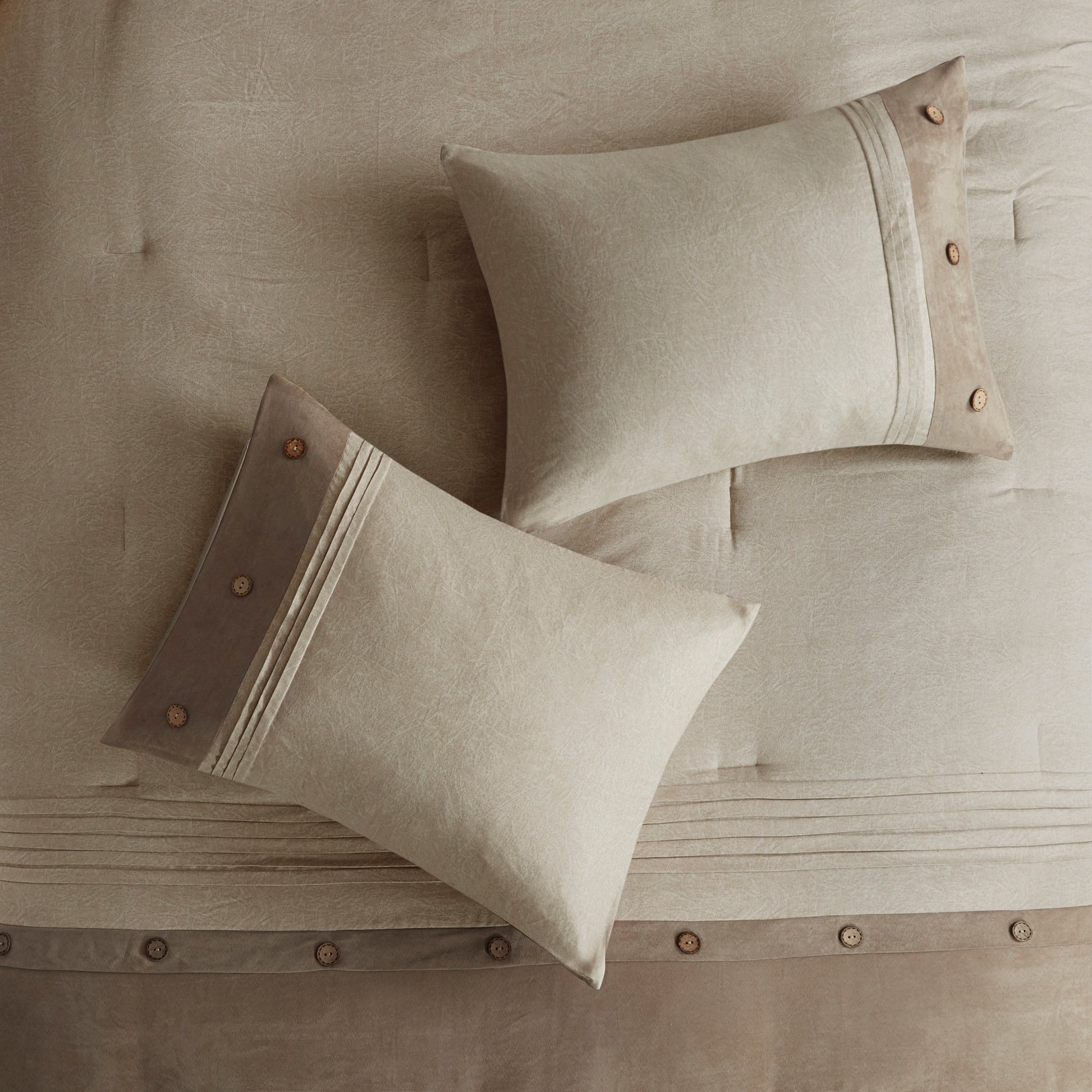 7 Piece Faux Suede Comforter Set Tan King King Tan Polyester