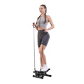 Mini Fitness Stepper, Hydraulic Fitness Stepper With Resistance Bands And Display, Silent Design, Weight Capacity 300Lbs, Portable Stepper For Total Body Workout,11.3