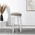 Bar Stools Set Of 2 White Color, 360 Degree Swivel, Accent Wooden Swivel Seat Counter Height Bar Stool, Grey Cushion Seat, Barstool Perfect For Dining And Living Room Height 26
