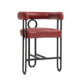 Coolmore Bar Stools Set Of 2, Modern Bar Stool With Back, Black Metal Frames, Upholstered Bar Stools For Kitchen Island, Pub, Club Wine Red Pu Wine Red Foam Pu Leather