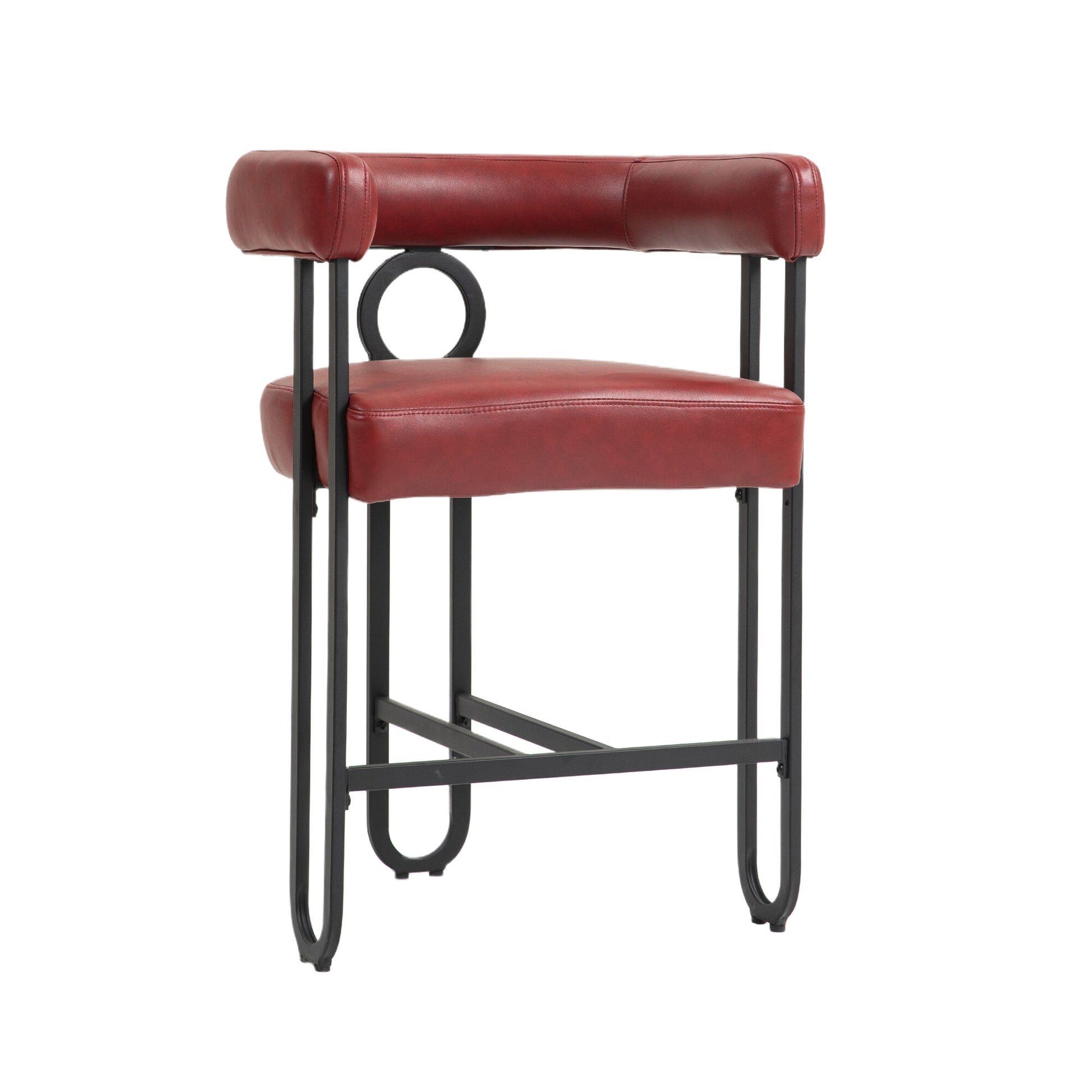 Coolmore Bar Stools Set Of 2, Modern Bar Stool With Back, Black Metal Frames, Upholstered Bar Stools For Kitchen Island, Pub, Club Wine Red Pu Wine Red Foam Pu Leather