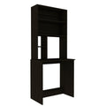 Sawgrass Writing Computer Desk, Hutch, Four Shelves Black Computer Desk Office Modern Freestanding Pine Rectangular Melamine Engineered Wood