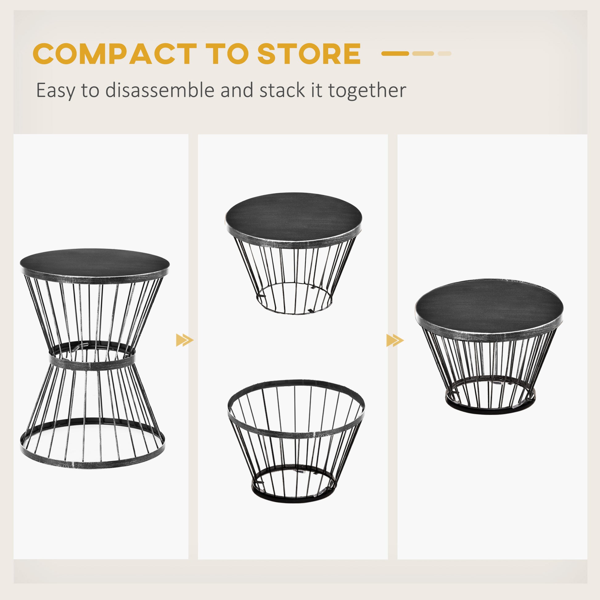 Outsunny 16" Steel Patio Side Table, Garden End Table With Hourglass Design, Accent Table For Outdoor And Indoor Use, Black Black Steel