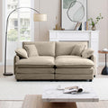 Two Seater Theater Sofa With 2 Footrest, 2 Seater Sofa With Ottoman For Small Living Spaces,Tan Corduroy Tan Corduroy 2 Seat