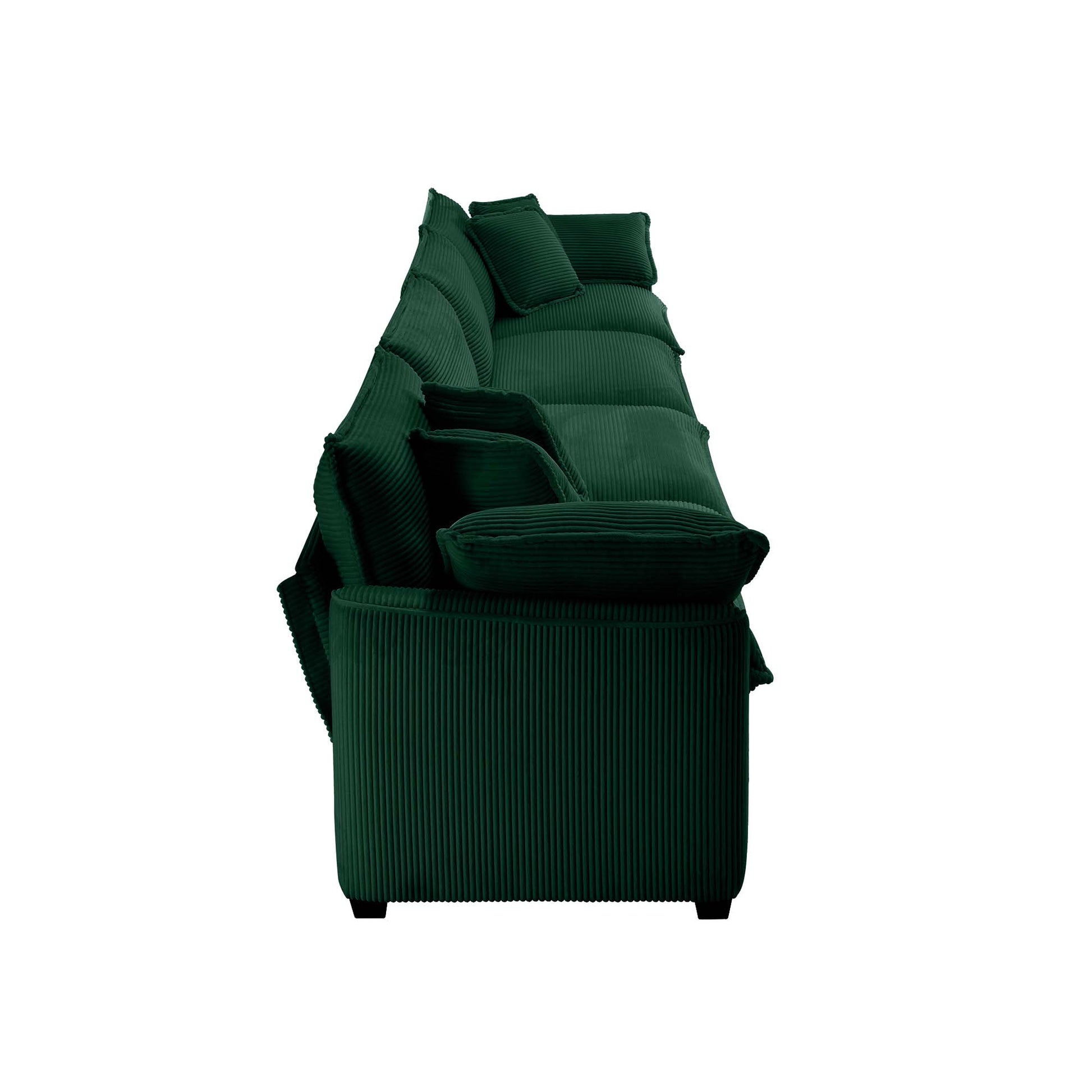 Corduroy Sofamodern Upholstered 4 Seater Corduroy Fabric Sofaoffice Living Room Apartment Comfortable Sofa, Easy To Assemble With 2 Arm Pillows And 4 Throw Pillows Green Corduroy 4 Seat