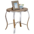 Weathered Light Oak And Chrome 3 Piece Occasional Set Oak Silver Primary Living Space Contemporary,Traditional Round Coffee & End Tables Round Wood Metal