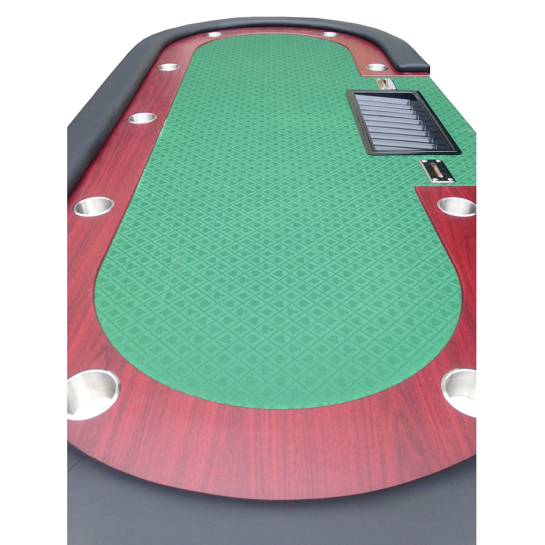 96" Luna Ultra Poker Table With Speed Cloth Racetrack Chip Tray Double Dropbox Wooden Legs Green Green Primary Living Space Modern Wood