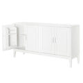 4 Door Sideboard Storage Cabinet With Door Shelf For Living Room And Dining Room, Two Large Cabinets With Adjustable Shelf, White White Rubberwood Solid Wood Mdf