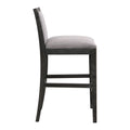 30.5 Inch Height Bar Stools Set Of 2, Rubber Wood Frame,Fabric Sponge Cushion And Upholstered Barstools, Retro Bar Chairs Suitable For Kitchen Island,Bedroom,Dining Room. Black Grey Kitchen Sponge