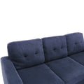 Velvet Sectional Couchl Shaped Sofa With Ottoman For Small Apartment Navy Velvet 3 Seat