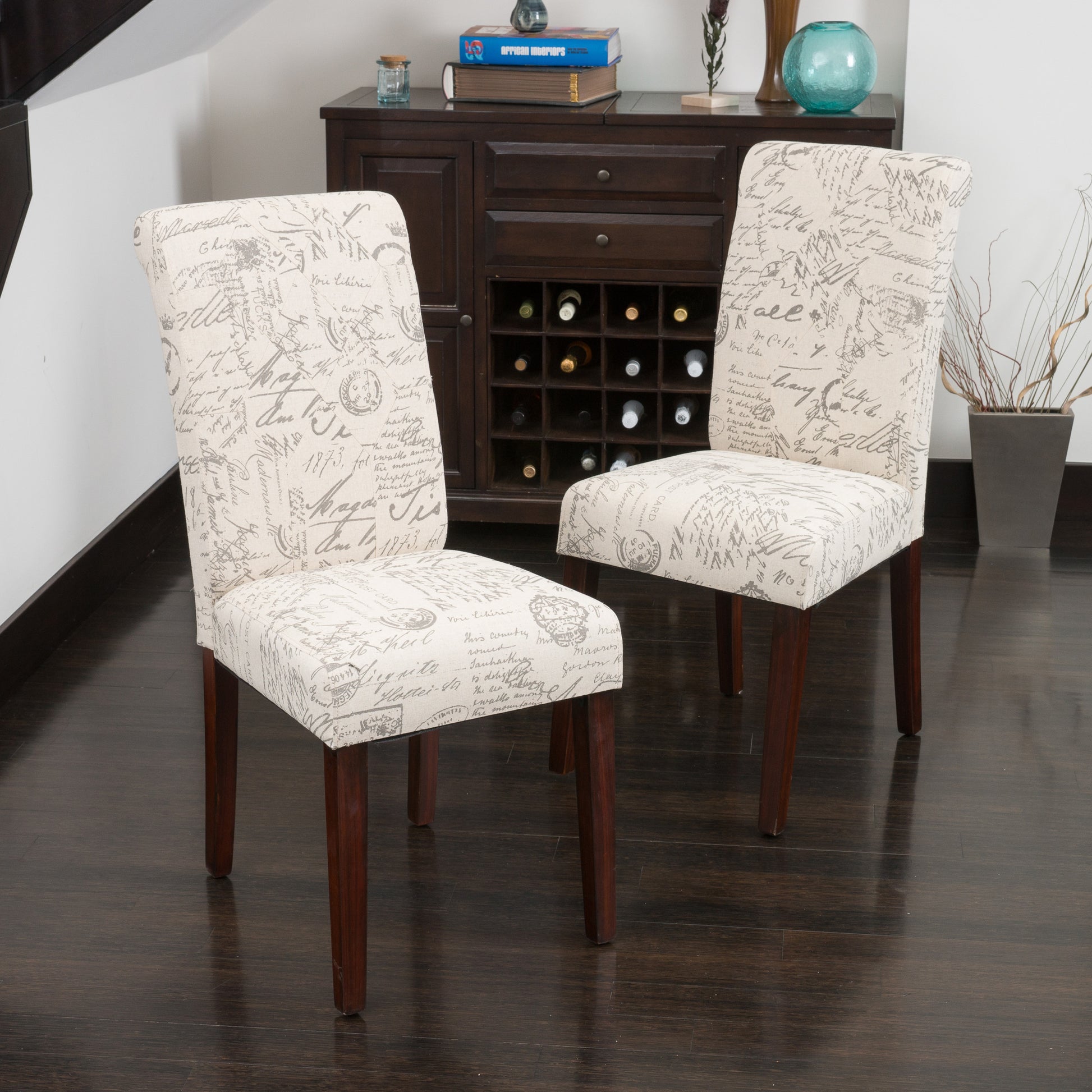 Dining Chair Mp2 Set Of 2 Beige Fabric