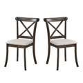 Wooden X Back Dining Chairs Set Of 2, Modern Fabric Upholstered Kitchen Side 2Pc Chairs, Cross Back Rubber Wood Farmhouse Dining Room Chair,Brown Brown Wood