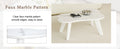 Modern Minimalist White Imitation Marble Tabletop Coffee Table. Solid Wood Spray Painted Desk Legs, Cloud Shape To Give You A Experience, Computer Desk. Suitable For Dining And Living Rooms. White Mdf