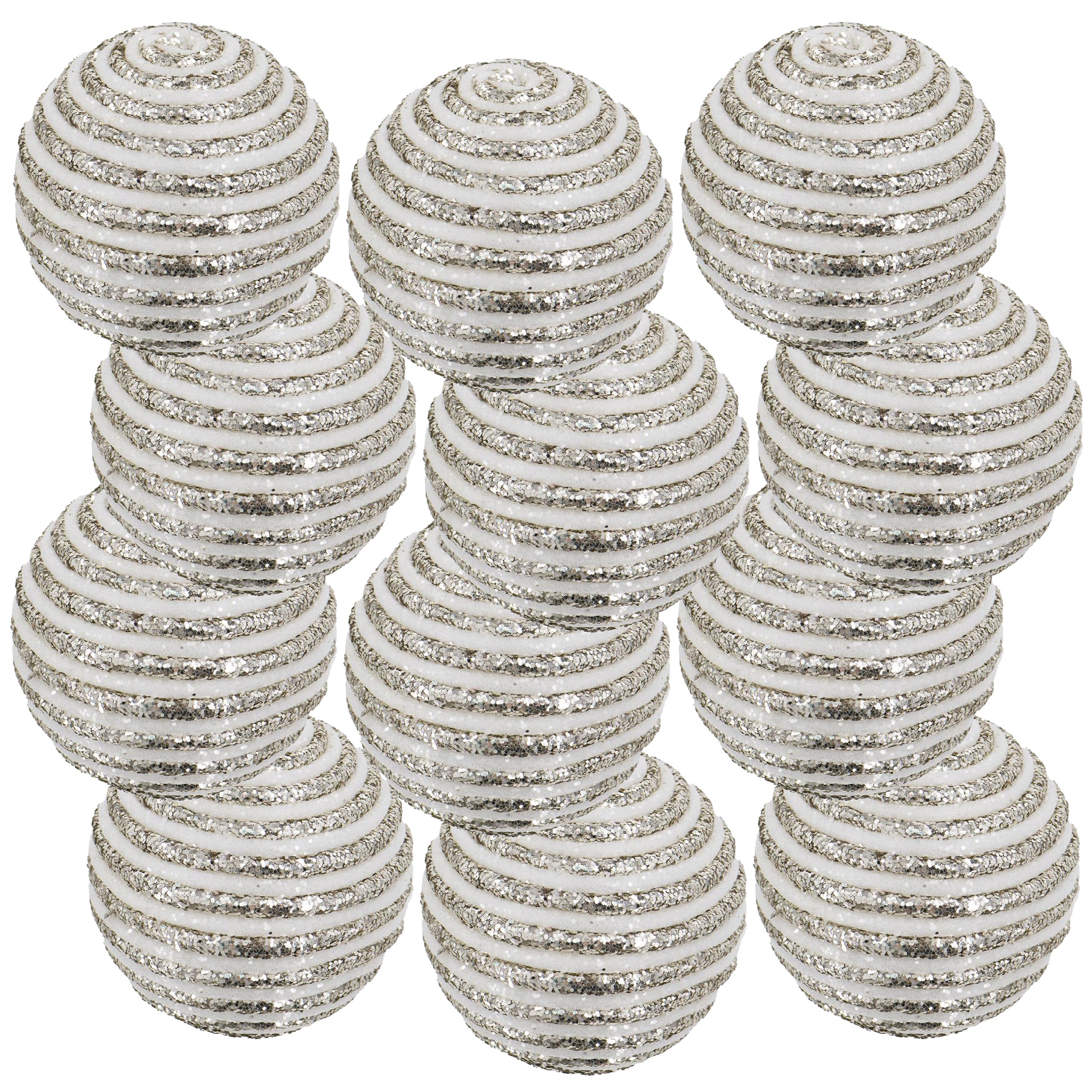 D3.9" Christmas Ball Ornaments, Plastic Decorative Hanging Ball Christmas Tree Ornaments For Holiday Party Decorations, Set Of 12 Silver Plastic