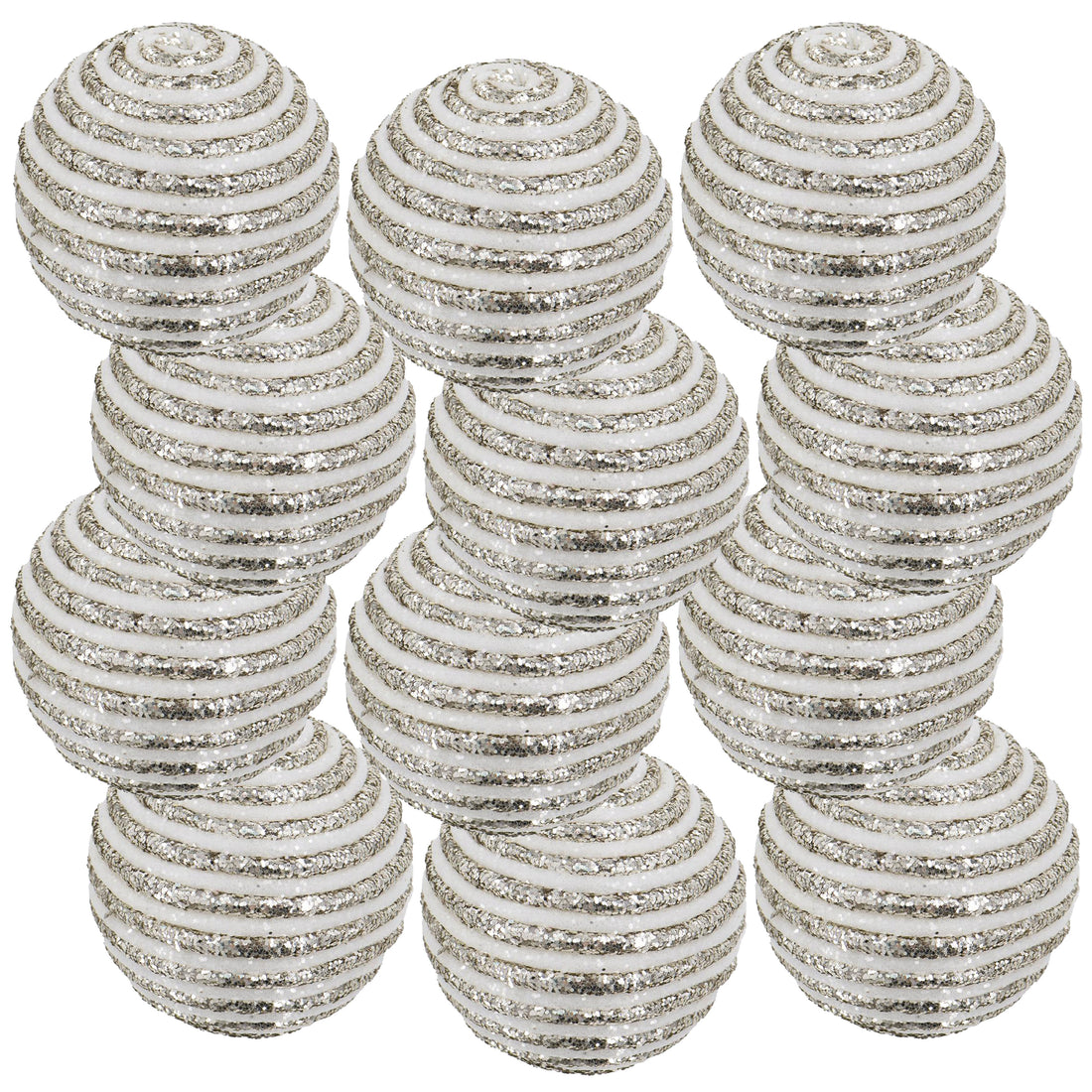 D3.9" Christmas Ball Ornaments, Plastic Decorative Hanging Ball Christmas Tree Ornaments For Holiday Party Decorations, Set Of 12 Silver Plastic