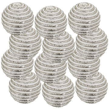 D3.9" Christmas Ball Ornaments, Plastic Decorative Hanging Ball Christmas Tree Ornaments For Holiday Party Decorations, Set Of 12 Silver Plastic