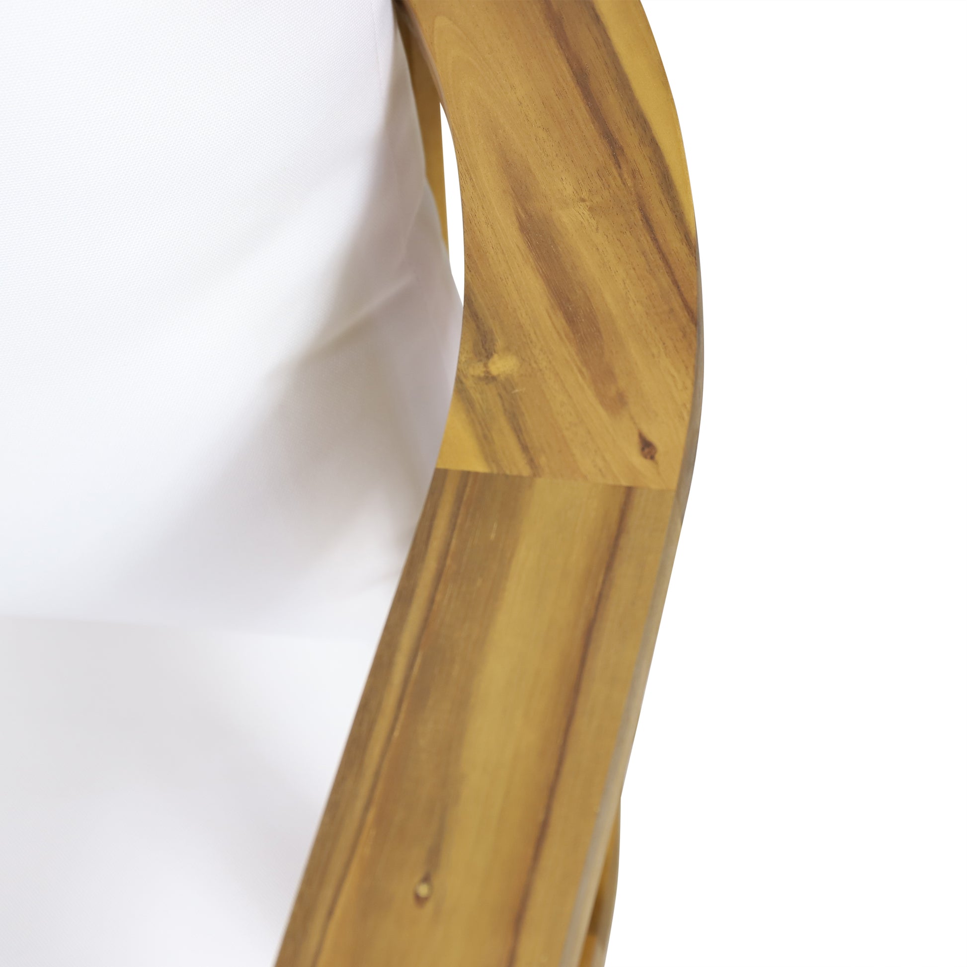 3 Piece Patio Furniture Set, Outdoor Acacia Wood Patio Club Chair With Table, Wooden Patio Furniture,Waterproof Thick Cushion Deep Seating For Porch, Garden, Backyard, Balcony, Teak Finish, White