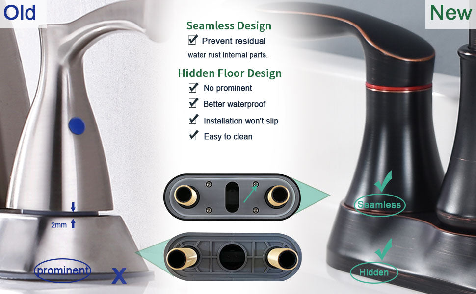 2 Handle 4 Inch Oil Rubbed Bronze Bathroom Faucet, Bathroom Vanity Sink Faucets With Pop Up Drain And Supply Hoses Oil Rubbed Bronze Metal