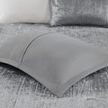 5 Piece Crinkle Velvet Comforter Set Silver Full Queen Full Silver Polyester