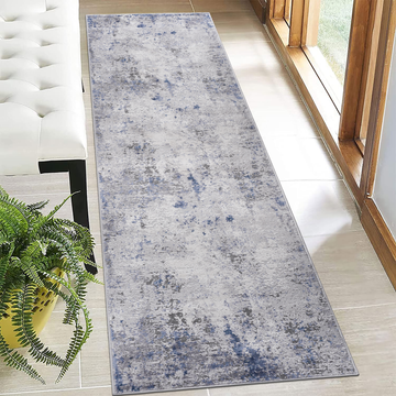 2X8 Silver Blue Abstract Non Shedding Living Room Bedroom Dining Home Office Stylish And Stain Resistant Area Rug Silver Polyester