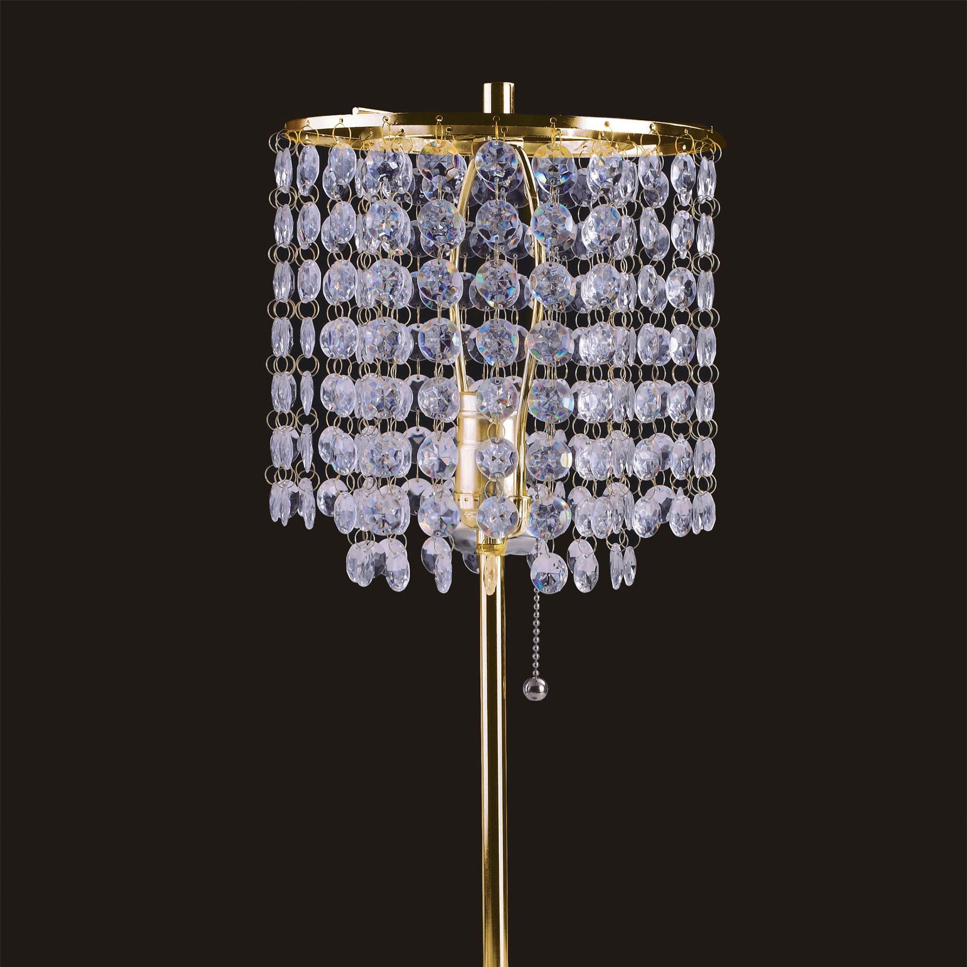 20.25" Tall Metal Table Lamp" Deco Glam" With Gold Finish And Crystal Accents Gold Metal