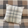 6 Piece Printed Herringbone Quilt Set With Throw Pillows Neutral King Cal King Neutral Polyester