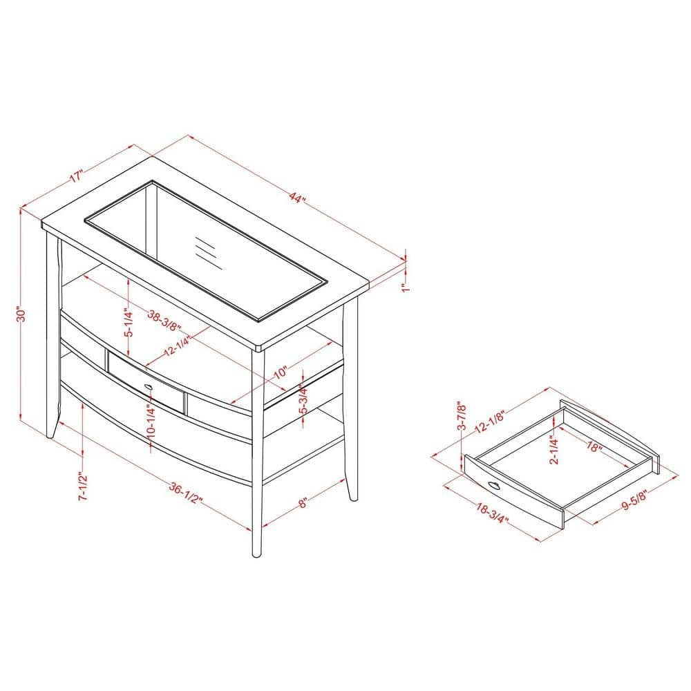 Transitional Dark Walnut Solid Wood 1Pc Sofa Table 5Mm Glass Insert Console Table Top Storage Drawer Living Room Furniture Walnut Primary Living Space Classic,Modern,Transitional Console Tables Rectangular Glass,Solid Wood