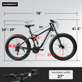 A26309 26 Inch Mountain Bike,Full Suspension 21 Speeds Drivetrain With Disc Brake Mtb Bicycle, 26*4