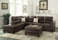 Contemporary 3 Pcs Reversible Sectional Set Living Room Furniture Espresso Faux Leather Couch Sofa Chaise Ottoman Espresso Faux Leather Primary Living Space Cushion Back Contemporary,Modern,Transitional L Shaped Rubberwood Faux Leather 5 Seat