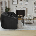 United We Win Corduroy Fabric, Two Cup Holders, Storage, Oversized Two Seat, Solid Wood Frame, High Quality Sponge Filling, Curved Placement Sofa Black Corduroy 2 Seat