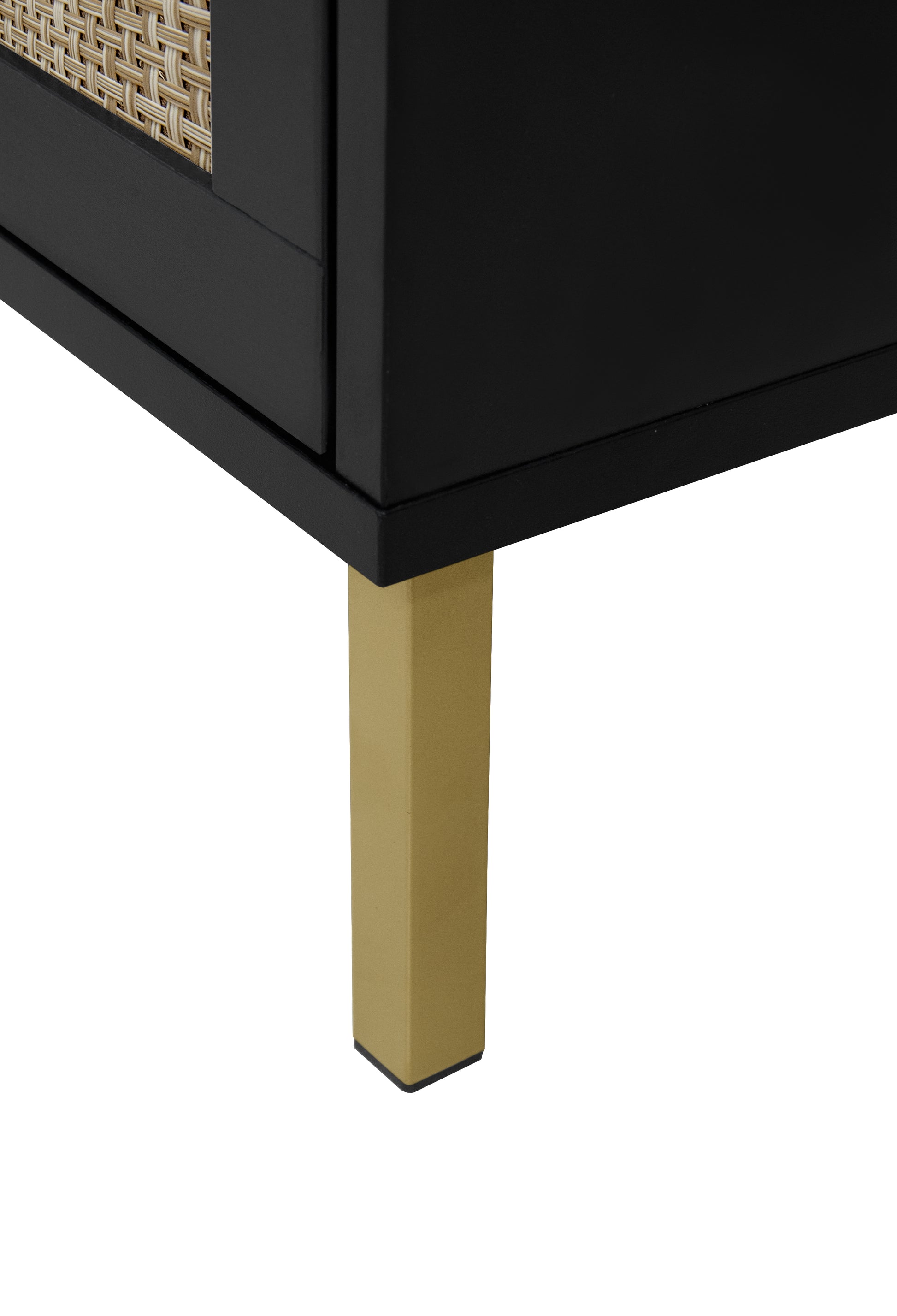 Rattan 3 Door Shoe Rack, Freestanding Modern Shoe Storage Cabinet, For Entryway Black Particle Board