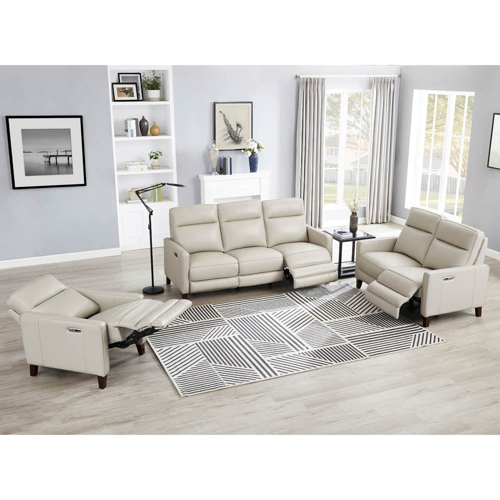 Ashby Power Headrest Zero Gravity Reclining Loveseat Beige Memory Foam Genuine Leather