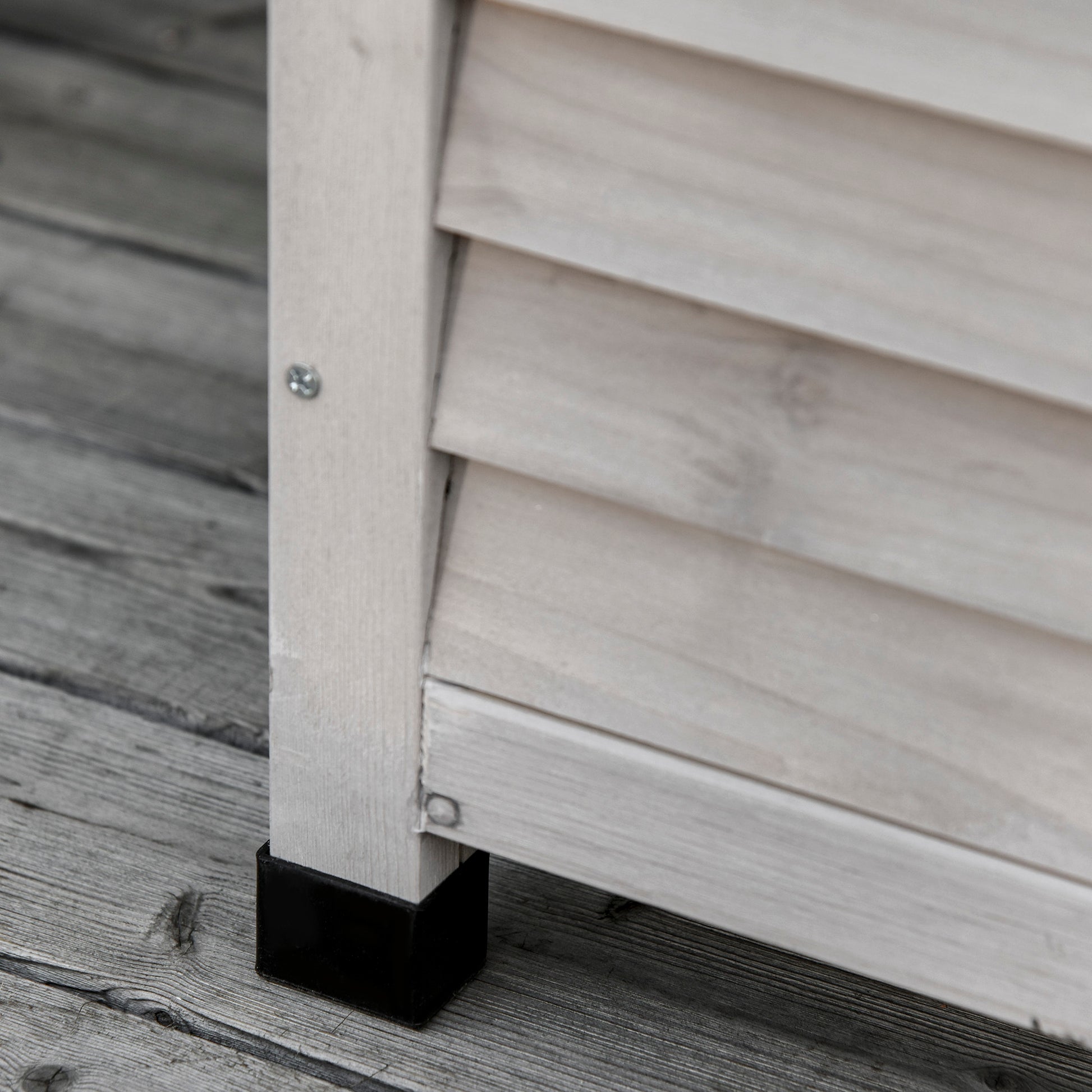 Outsunny 75 Gallon Wooden Deck Box, Outdoor Storage Container With Aerating Gap & Weather Fighting Finish, Grey Grey Wood