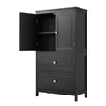 Bathroom Storage Cabinet, Cabinet With Two Doors And Drawers, Adjustable Shelf, Mdf Board, Black Black Mdf