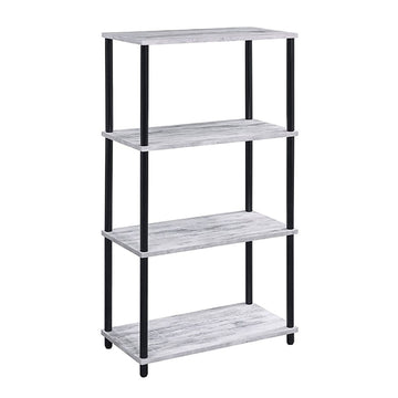 Antique White And Black Bookshelf With 4 Shelf 4 Black White Etagere Horizontal Primary Living Space Wood Open Back Rustic Wood Metal