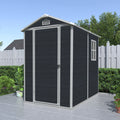 4X6Ft Resin Outdoor Storage Shed Kit Perfect To Store Patio Furniture,Black Black Plastic