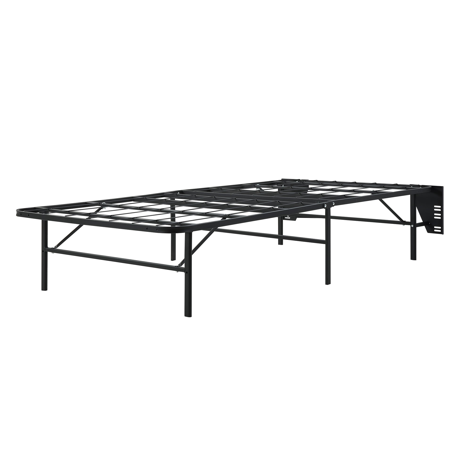 Black Metal Platform Foldable Bed Frame Twin Size, Toolless High Profile Design Twin Black Metal Bedroom Bed Frame Metal