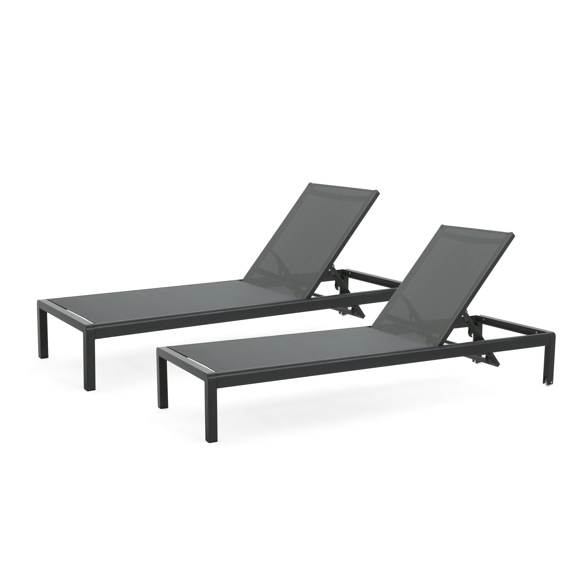 Cape Coral Kd Chaise Lounge Blk Mp2 Set Of 2 Black Gray Mesh