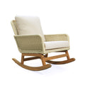 Contemporary Minimalist Ivory Wicker Rocking Chair With Soft Polyester Cushions And Durable Wooden Frame, Perfect For Indoor And Outdoor Spaces Like Patio, Balcony, Or Living Room Ivory Pe Rattan