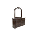 Traditional Formal Antique Cherry Antique Walnut Unique Design Dresser W Mirror Drawers Storage Bedroom Furniture Walnut Brown Bedroom Contemporary,Luxury,Traditional Rubberwood Particle Board Mdf