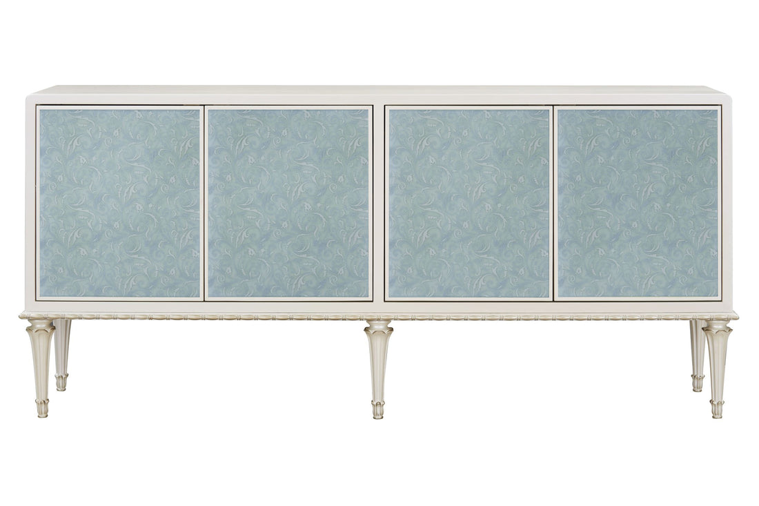 Ansaldo Console Cabinet, Pearl White & Silver Shimmer Finish Ac02506 White Wood