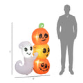 Homcom 5Ft Inflatable Halloween Decoration Ghost And Pumpkin, Blow Up Outdoor Led Yard Display, Waterproof Orange Polyester