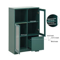 Wooden Floor Cabinet With 2 Glass Doors And 2 Storage Space,Blue Living Room Bathroom Entryway Green Green Mdf