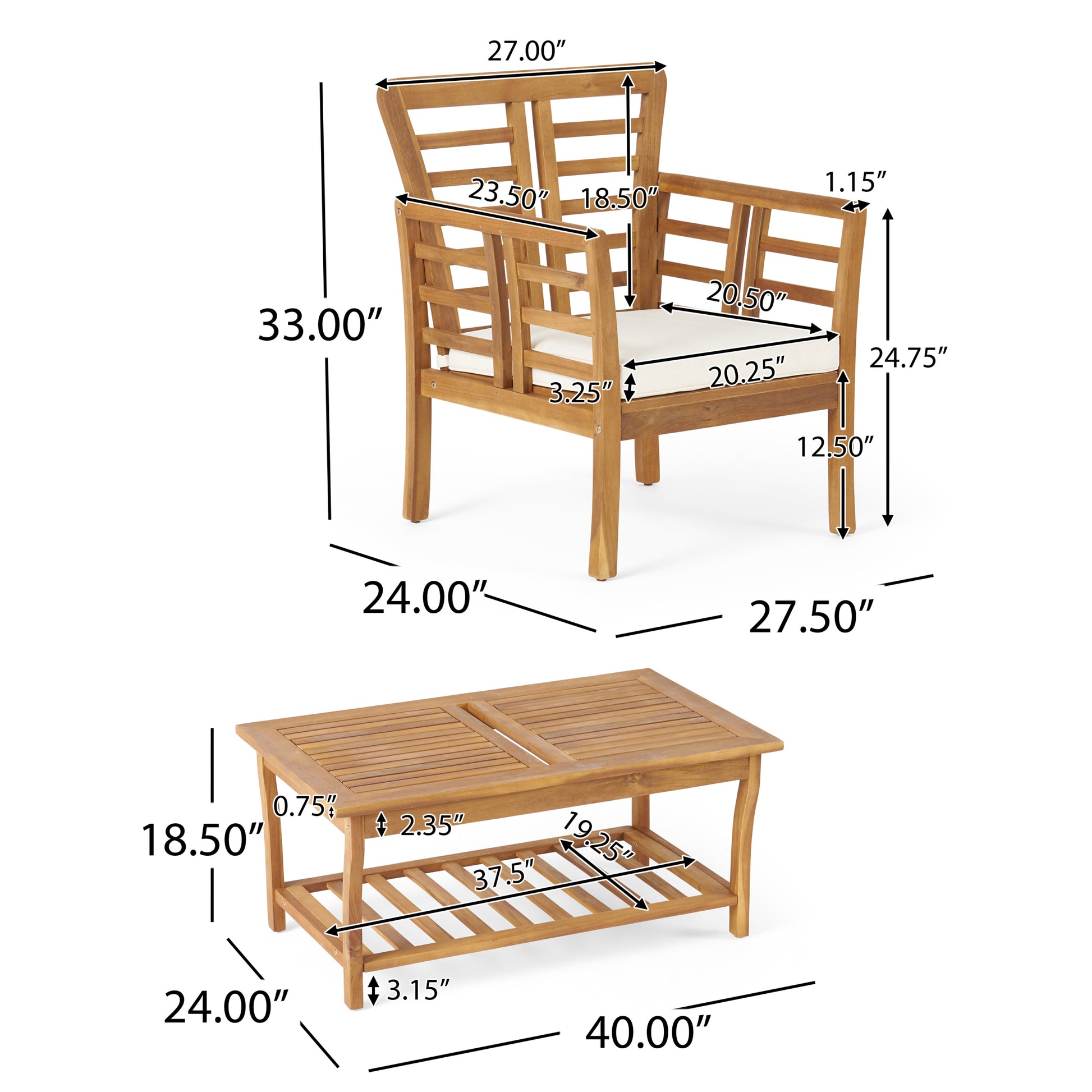 Caydon 2 Club Chairs Table Brown Wood