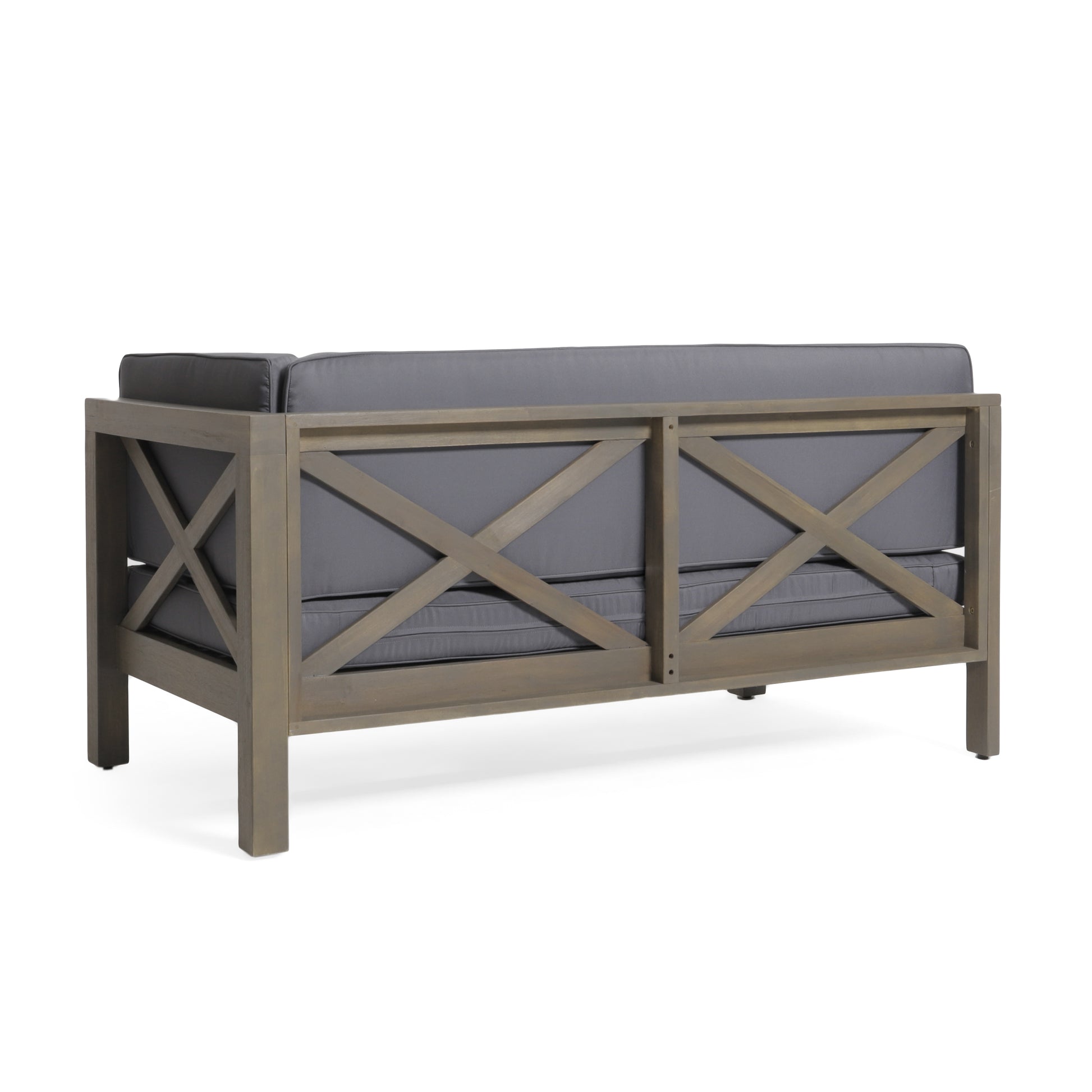 Brava X Back Right Corner Bench, Dark Grey Dark Grey Acacia Wood