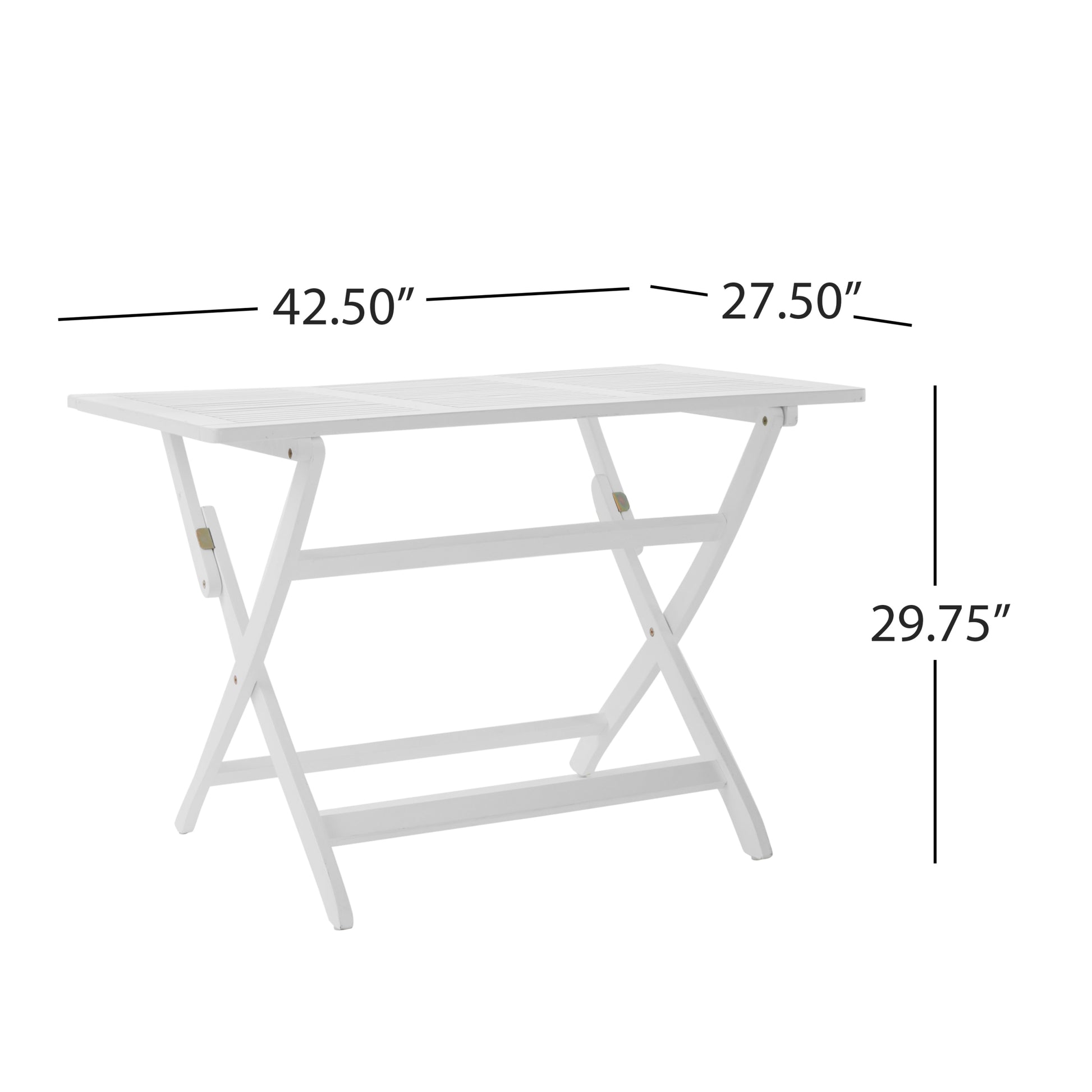 Positano 43.5'' Foldable Table White Acacia Wood