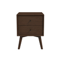 Caroline Night Stand 2 Drawer Dark Brown Brown 2 Drawers Bedside Cabinet Mid Century Modern Walnut Walnut Finish Solid Wood