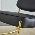 Pu Material Cushioned Rocking Chair, Unique Rocking Chair, Cushioned Seat, Black Backrest Rocking Chair, And Gold Metal Legs. Comfortable Side Chairs In The Living Room, Bedroom, And Office Black Pu