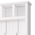 Farmhouse Wooden Style 78''H Modern Hall Tree With Wide Storage Seating Bench, Entryway Shoe Cabinet With 13 Compartments, Elegant Coat Rack With 6 Hooks For Mudroom, Living Room, White White Primary Living Space Particle Board